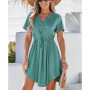 Women's Belted V-Neck Mini Dress
