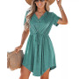 Women's Belted V-Neck Mini Dress