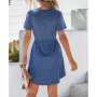 Women's Belted V-Neck Mini Dress