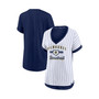 Women's White, Navy Milwaukee Brewers Iconic Noise Factor Pinstripe V-Neck T-shirt