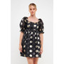 Women's Dot Organza Puff Mini Dress
