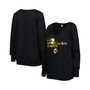 Women's Black Los Angeles Rams Sequin Logo V-Neck Pullover Sweatshirt