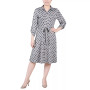 Petite 3/4 Sleeve Roll Tab Shirtdress
