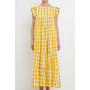 Women's Textured Gingham Maxi Tiered Baby Doll Dress