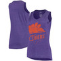Women's Purple Clemson Tigers Ferris Melange V-Neck Tank Top