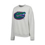 Women's Heather Gray Florida Gators Chenille Patch Fleece Pullover Sweatshirt