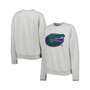 Women's Heather Gray Florida Gators Chenille Patch Fleece Pullover Sweatshirt