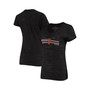 Women's Black San Francisco Giants Stripe Logo Slub Tri-Blend V-Neck T-shirt
