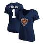 Women's Plus Size Justin Fields Navy Chicago Bears Player Name Number V-Neck T-shirt