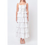 Women's Ruffle Tiered Maxi Dress with Ties