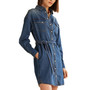 Women's Chambray Snap-Front Long-Sleeve Shirt Dress