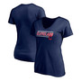 Women's Navy Cleveland Indians Plus Size Mascot in Bounds V-Neck T-shirt