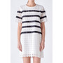 Women's Eyelet Striped Shift Dress