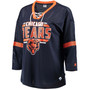 Women's Navy Chicago Bears Lead Game Lace-Up V-Neck 3/4 Sleeve T-shirt