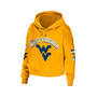 Women's Gold West Virginia Mountaineers Mixed Media Cropped Pullover Hoodie