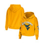 Women's Gold West Virginia Mountaineers Mixed Media Cropped Pullover Hoodie