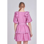 Women's Puff Sleeve Layered Mini Dress