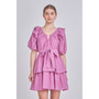 Women's Puff Sleeve Layered Mini Dress
