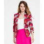 Women's Leaf-Print Satin Ruched Blazer, Created for Macy's