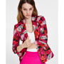 Women's Leaf-Print Satin Ruched Blazer, Created for Macy's