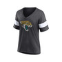 Women's Branded Heathered Charcoal, White Jacksonville Jaguars Distressed Team Tri-Blend V-Neck T-shirt