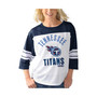 Women's White, Navy Tennessee Titans First Team Three-Quarter Sleeve Mesh T-shirt