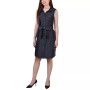 Petite Sleeveless Belted Denim Dress