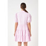 Women's Striped Collared Puff Sleeve Dress