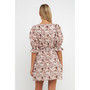 Women's Floral Linen Mini Dress with Tie