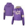 Women's Purple LSU Tigers Retro Cropped Pullover Hoodie