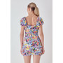 Women's Floral Off the Shoulder Ruched Mini Dress