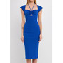 Women's Cap Sleeve Front Haltered Midi Dress
