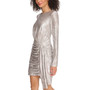 Petite Jewel-Neck Metallic Ruched Dress