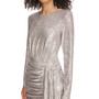 Petite Jewel-Neck Metallic Ruched Dress