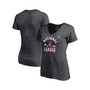 Women's Heathered Charcoal Atlanta Braves 2021 National League Champions Locker Room Plus Size V-Neck T-shirt