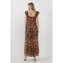 Women's Tiger Print Ruffle Sleeve Maxi Dress