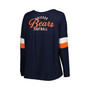 Women's Navy Chicago Bears Plus Size Athletic Varsity Lace-Up V-Neck Long Sleeve T-shirt