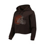 Women's Brown Cleveland Browns Crystal Logo Cropped Pullover Hoodie