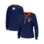 Women's Navy Houston Astros Waffle Henley Long Sleeve T-shirt