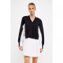 Women's V-neck Sweatshirts Dress with Poplin