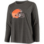 Women's Plus Size Charcoal Cleveland Browns Primary Logo Long Sleeve T-shirt