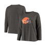 Women's Plus Size Charcoal Cleveland Browns Primary Logo Long Sleeve T-shirt