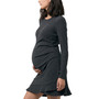Maternity Evie Frill Hem Dress Charcoal