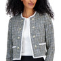 Women's Tweed Button-Front Fringe-Trim Blazer