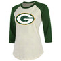 Women's Davante Adams Cream, Green Green Bay Packers Player Raglan Name Number 3/4 Sleeve T-shirt
