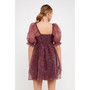 Women's Floral Puff Mini Dress