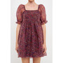 Women's Floral Puff Mini Dress