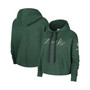 Women's Hunter Green Milwaukee Bucks Split Flip Courtside Cropped Pullover Hoodie