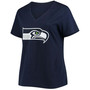 Women's Plus Size Russell Wilson College Navy Seattle Seahawks Name Number V-Neck T-shirt