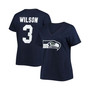 Women's Plus Size Russell Wilson College Navy Seattle Seahawks Name Number V-Neck T-shirt